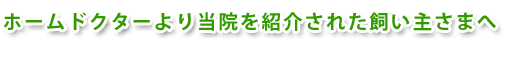 港区芝浦・お台場・田町・銀座・江東区豊洲・有明エリアの動物病院　芝浦動物医療センターの画像　ホームドクターより当院を紹介された飼い主さまへ